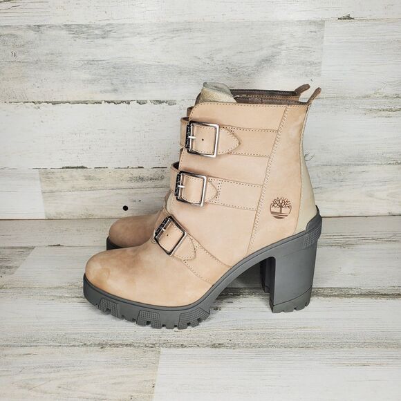 Timberland Women's Lana Point Boot Buckled Light Taupe Nubuck A5MPR Size 9.5 - Picture 2 of 16
